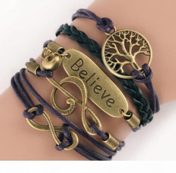 k diy infinity charm bracelets antique cross bracelets 55 styles fashion leather bracelets multilayer heart tree of life jewel, Golden;silver